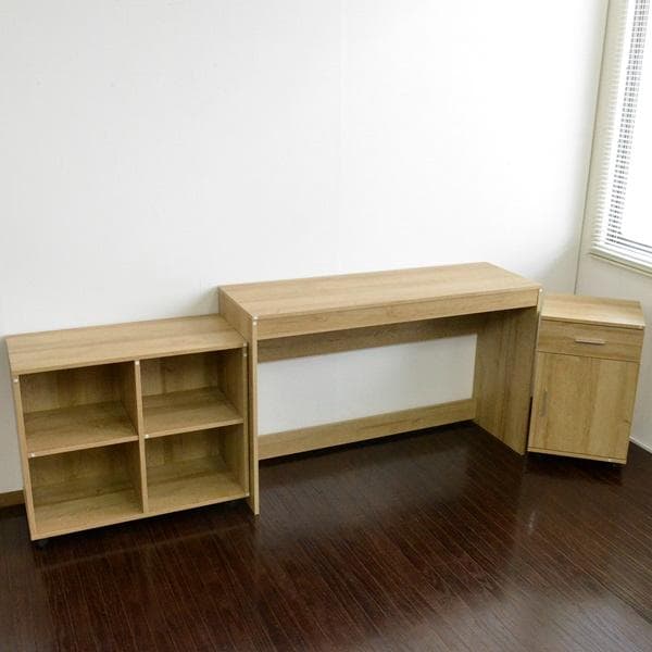 《新品・送料無料》パソコンデスク 3点セット 机 ラック チェスト 120幅