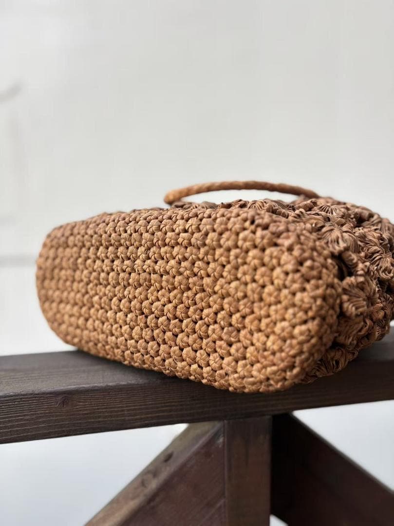 山葡萄籠バッグ　山葡萄かごバッグ　内布あり　花編み　オリジナルデザイン