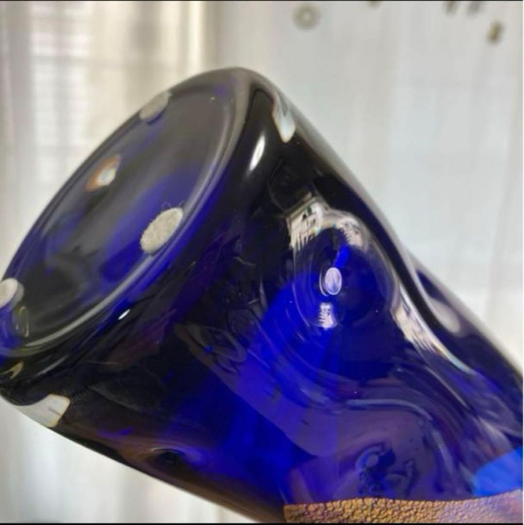 瑠璃金彩 江戸硝子 東洋佐々木クリスタル花瓶 - メルカリ