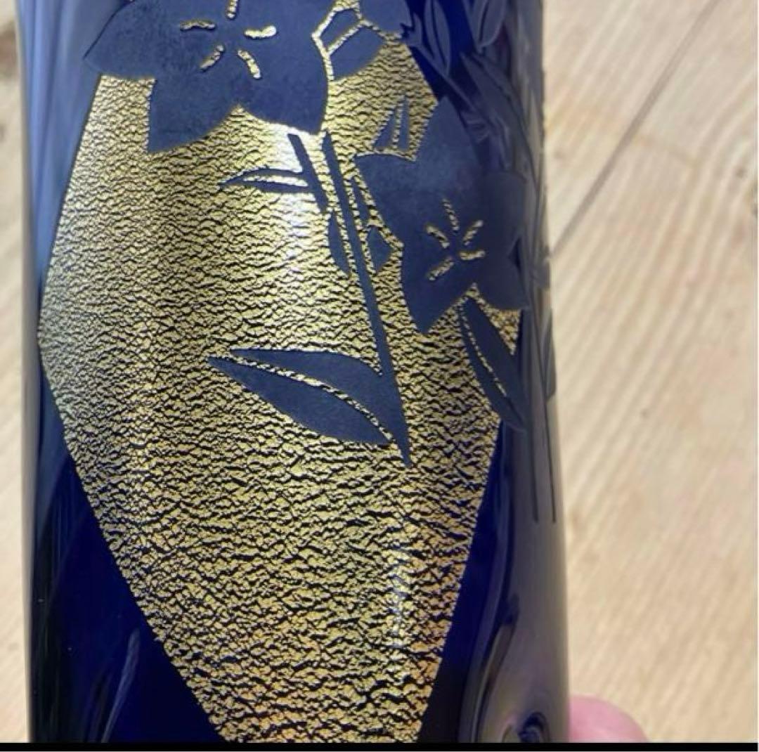 瑠璃金彩 江戸硝子 東洋佐々木クリスタル花瓶 - メルカリ