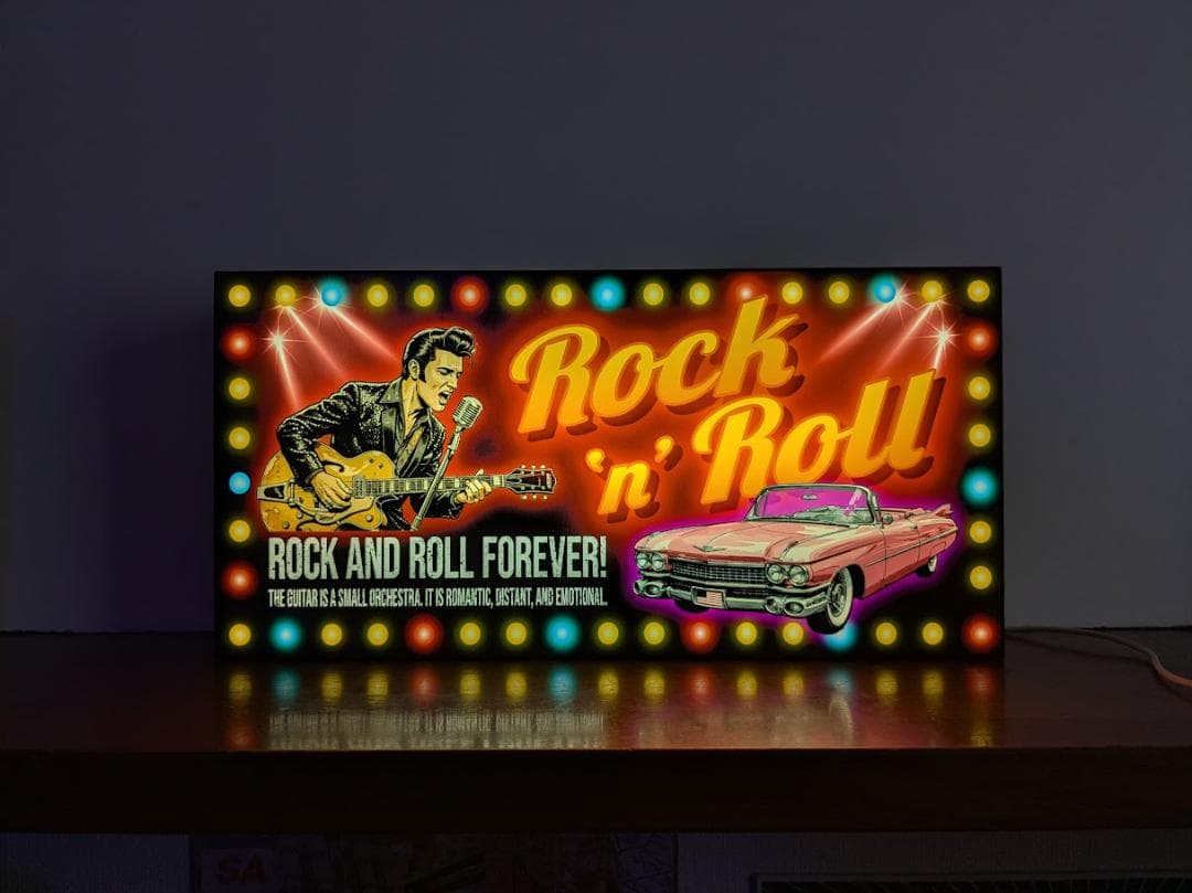 【Lサイズ】ロックンロール ロカビリー アメ車 看板 置物 雑貨 ライトBOX