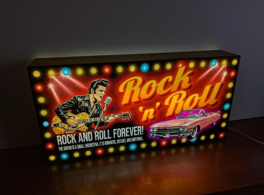 【Lサイズ】ロックンロール ロカビリー アメ車 看板 置物 雑貨 ライトBOX
