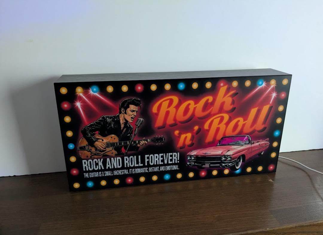 【Lサイズ】ロックンロール ロカビリー アメ車 看板 置物 雑貨 ライトBOX