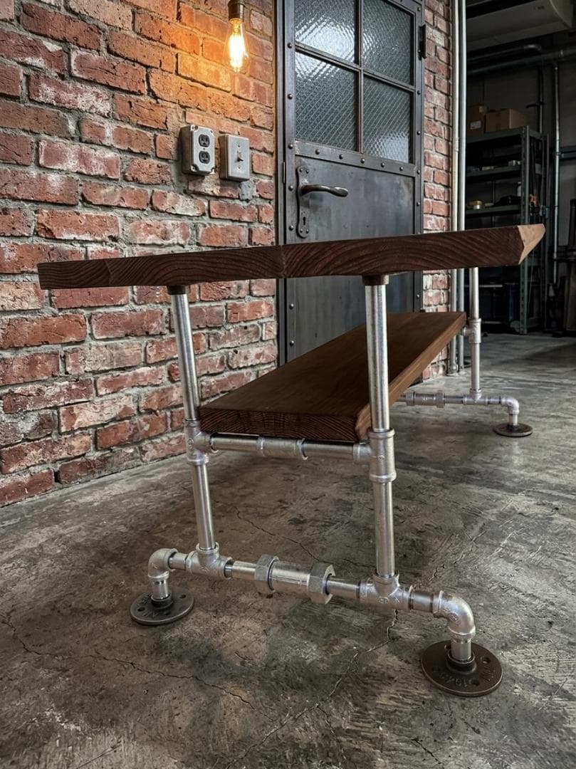 男前 国産杉 無垢材 インダストリアル サイドテーブル テーブル バンドメイド