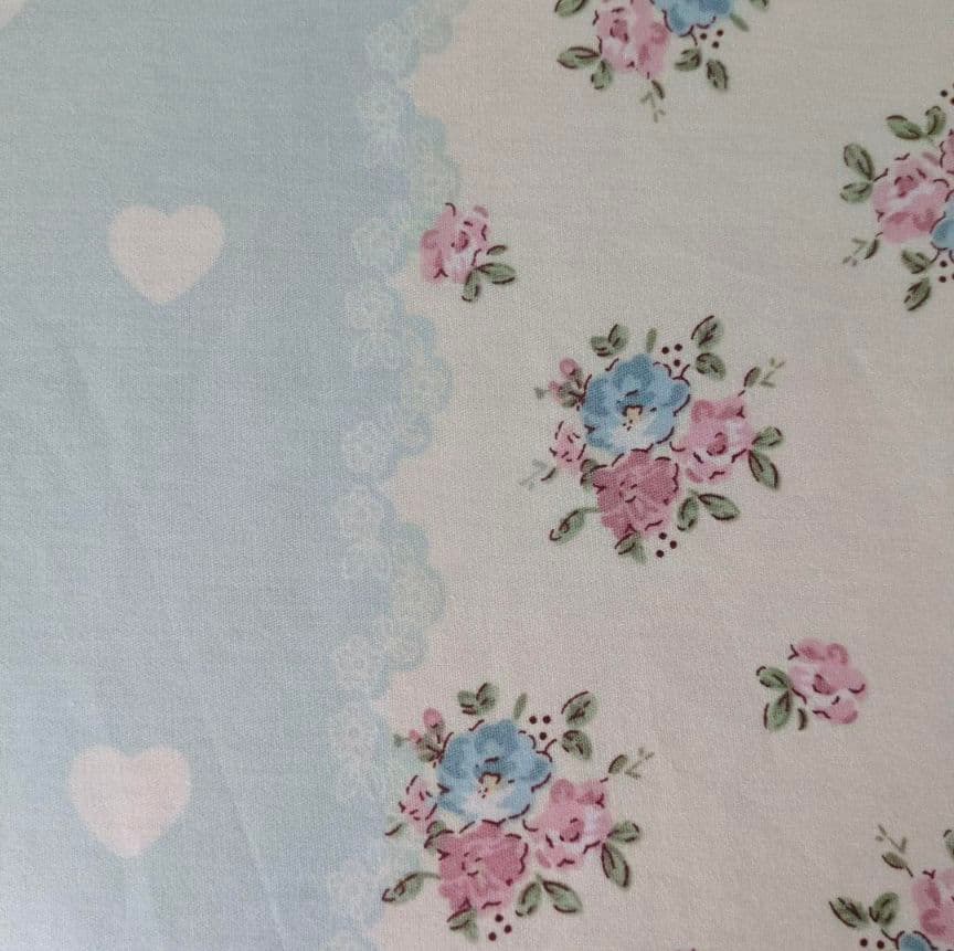 新品★薔薇ブーケと小花ストライプ綿100%シングル掛け布団カバー枕カバーセット