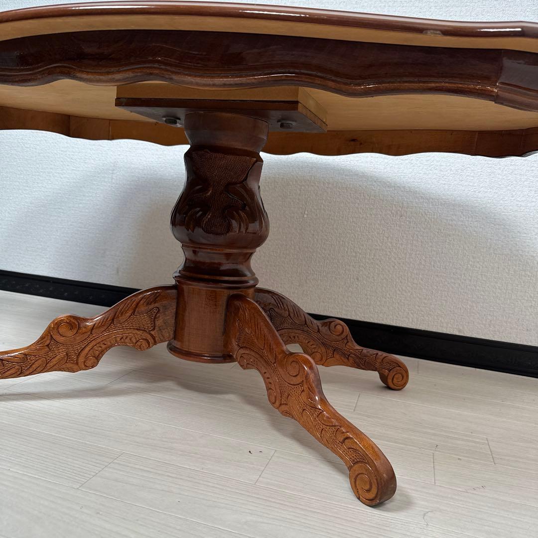 イタリア 象嵌 ローテーブル オーバル 猫脚 輸入家具 管理No.※i4※