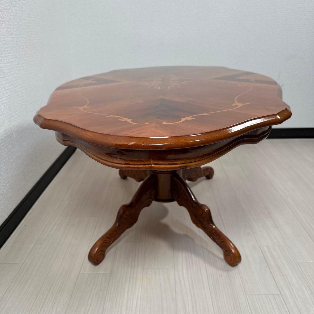 イタリア 象嵌 ローテーブル オーバル 猫脚 輸入家具 管理No.※i4※