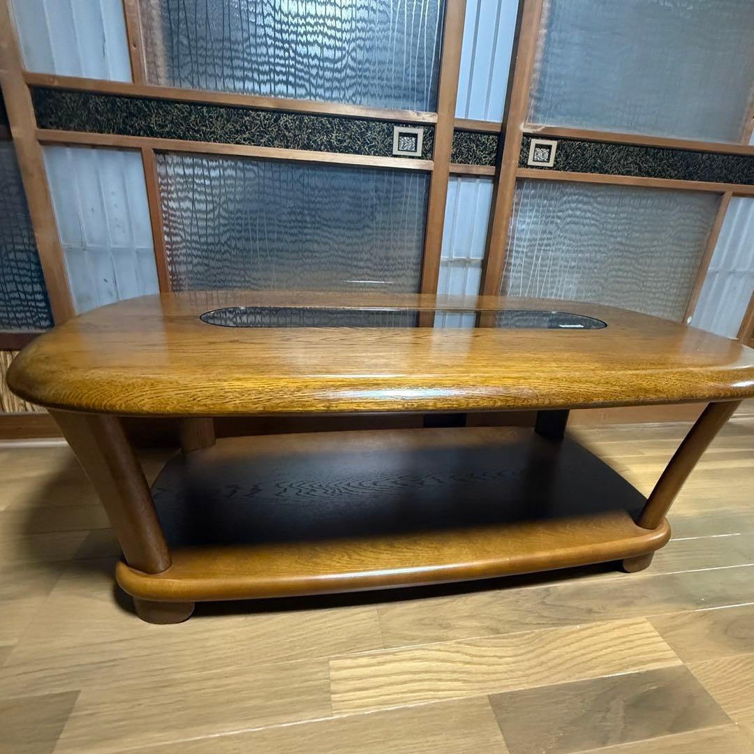 希少 ヴィンテージ 極美品 カリモク チターノ ガラス飾り センターテーブル