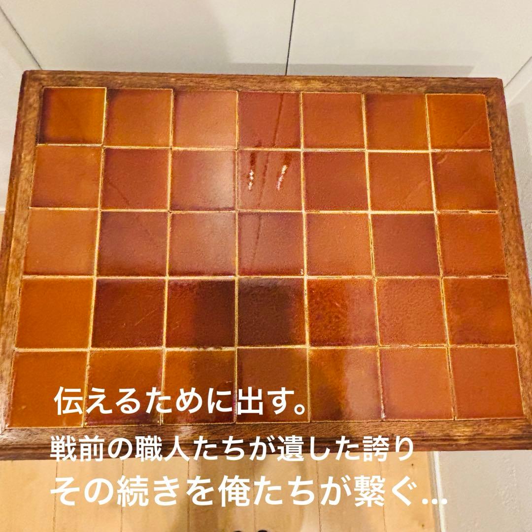 美品 瀬戸焼タイルトップ 戦前アンティークテーブル 大正浪漫 和製家具 日本職人