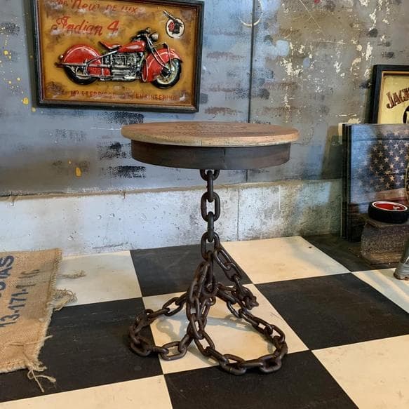 ガレージ アメリカンスタイル チェーン脚 サイドテーブル