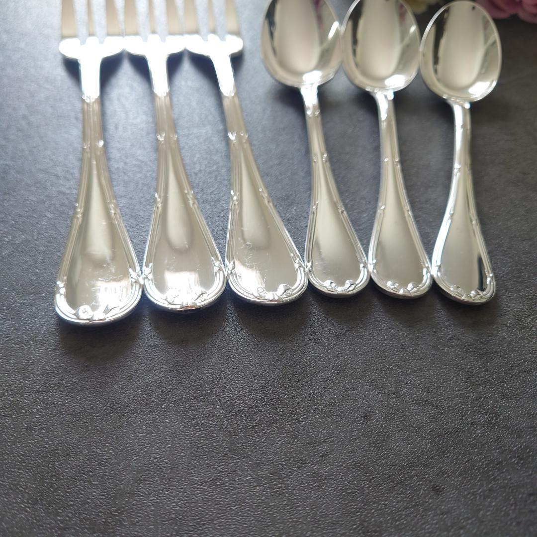 美品 クリストフル リュバン ケーキフォーク コーヒースプーン 6点