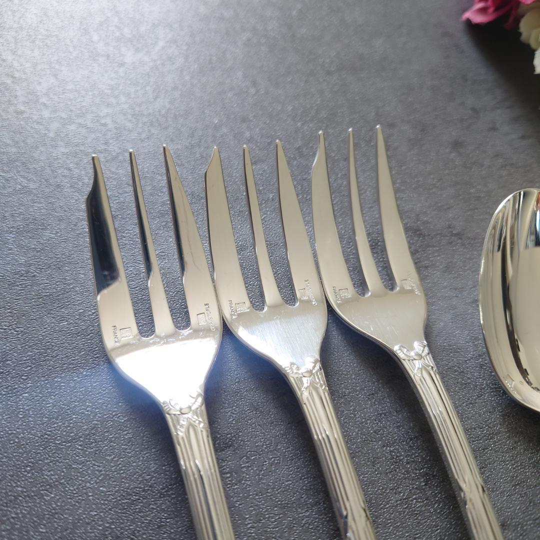 美品 クリストフル リュバン ケーキフォーク コーヒースプーン 6点