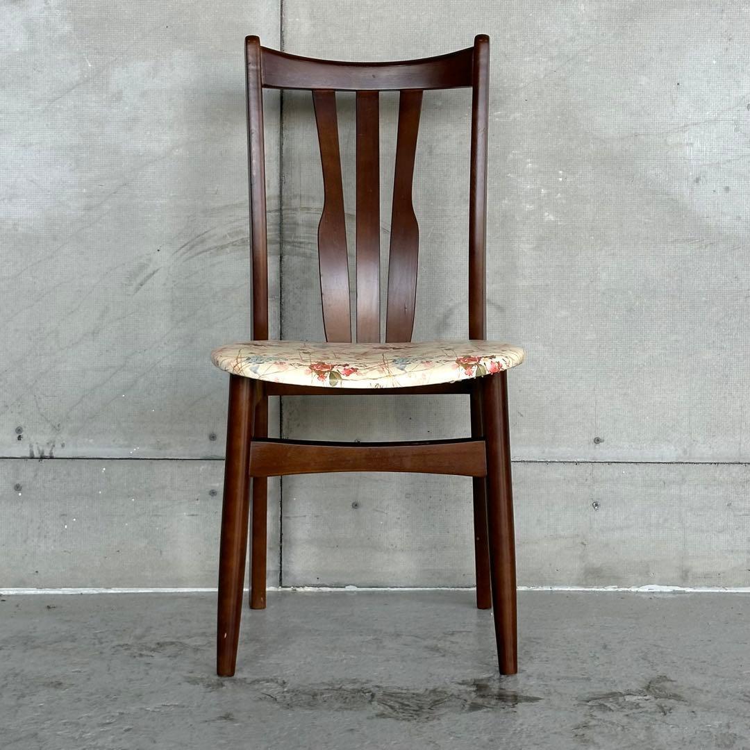 ✿80s✿ コイズミ ダイニングチェア 花柄座面木製 昭和レトロ 2脚