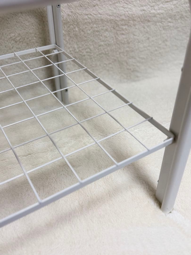 美品 アイアンフレーム 白 ローテーブル ガラス天板 昭和レトロ モダン