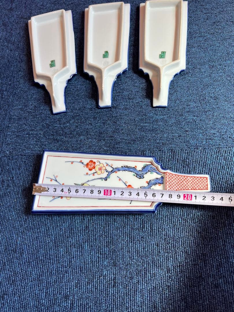 1069 　幸楽窯　有田焼　伊万里  色絵 梅にうぐいす 羽子板　6客