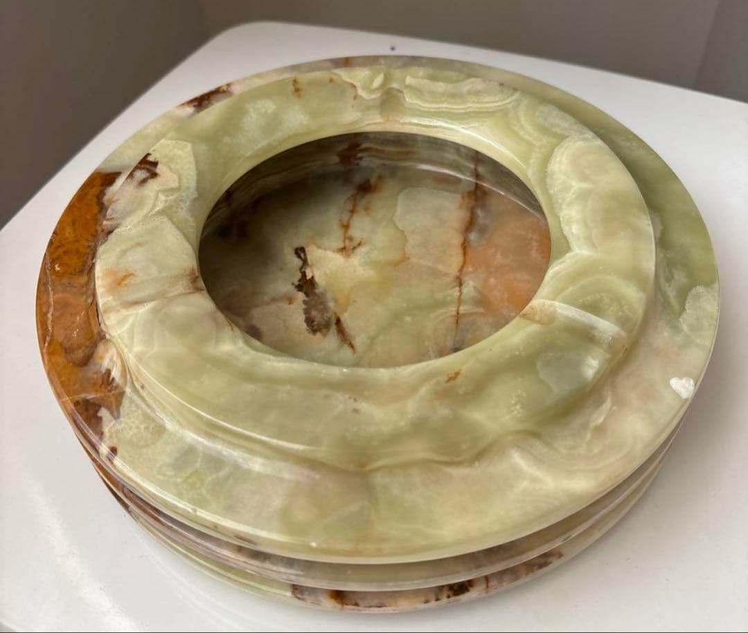 グリーンブラウン　マーブル　灰皿　インテリア　小物入れ