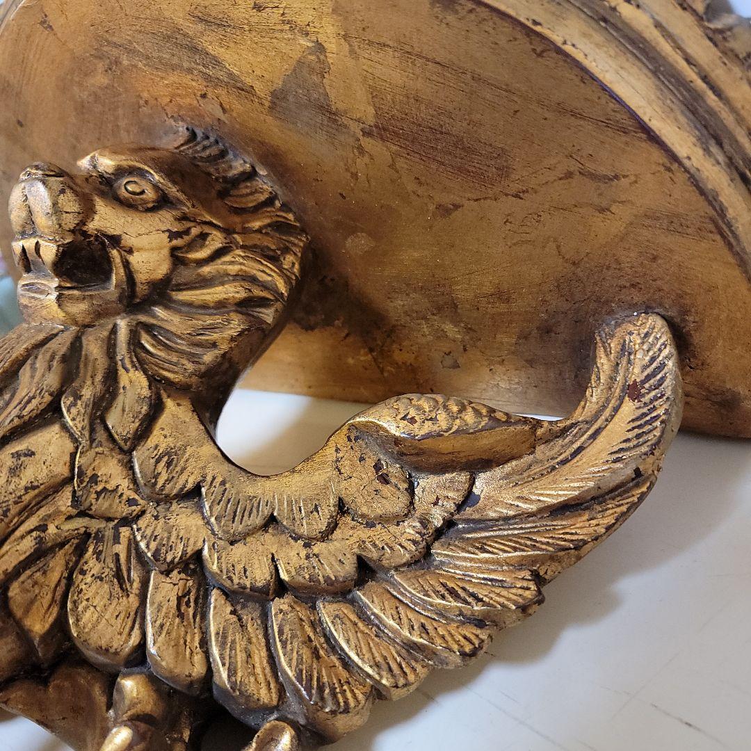 大型　ライオンの壁掛けコンソール　シェルフ　ヴィンテージ　有翼の獅子