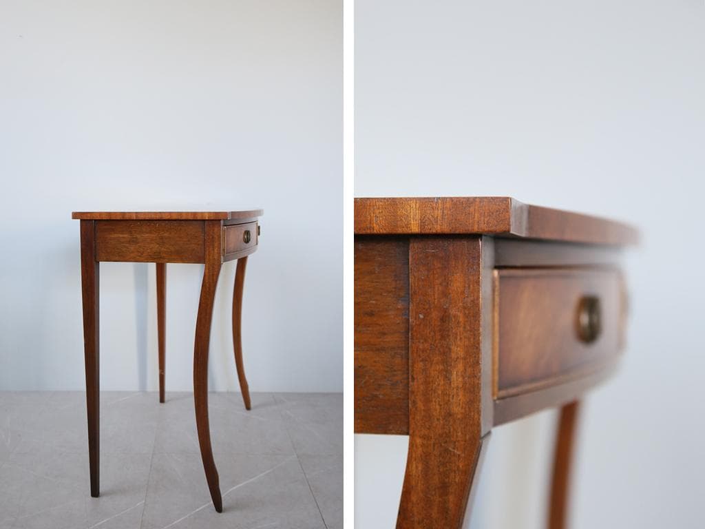 英国アンティーク木製デスク/勉強机/テーブル/飾り棚/オフィス事務(91-41)