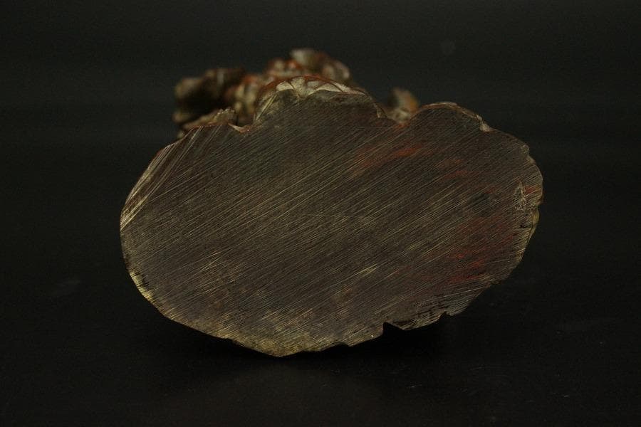 中国美術 高揚木 刻 葡萄栗鼠 置物 高7.7cm(HA383)