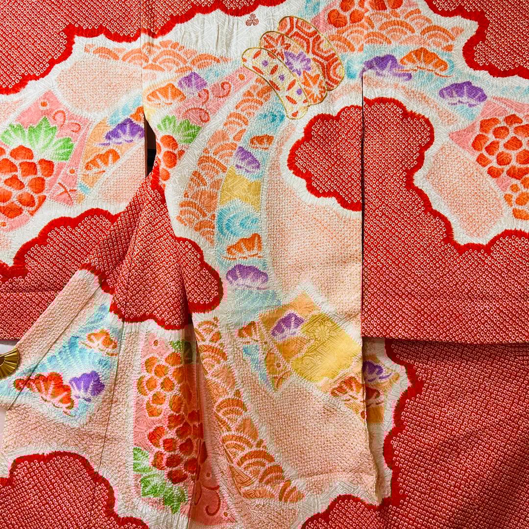 No.2 七五三　3歳　　正絹被布フルセット　　本総絞り　訳あり