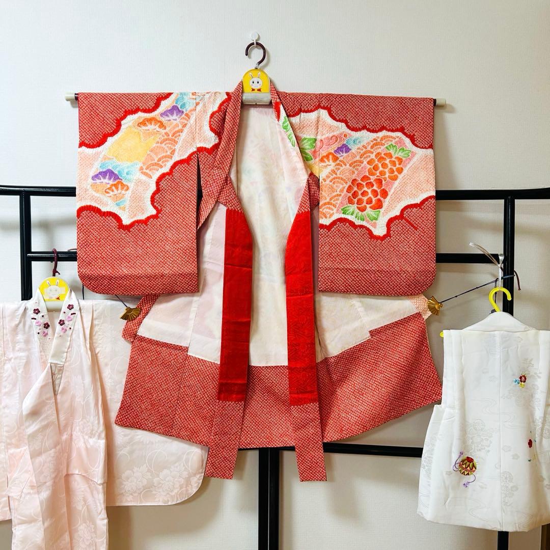 No.2 七五三　3歳　　正絹被布フルセット　　本総絞り　訳あり
