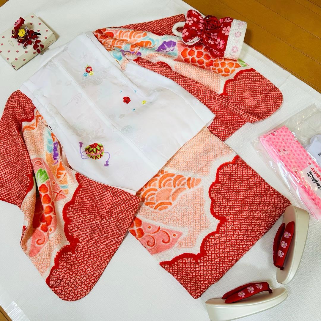 No.2 七五三　3歳　　正絹被布フルセット　　本総絞り　訳あり