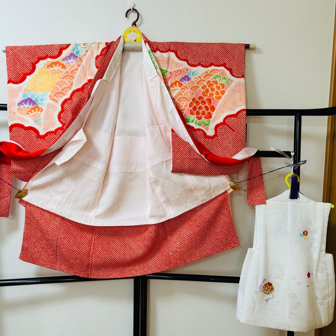 No.2 七五三　3歳　　正絹被布フルセット　　本総絞り　訳あり