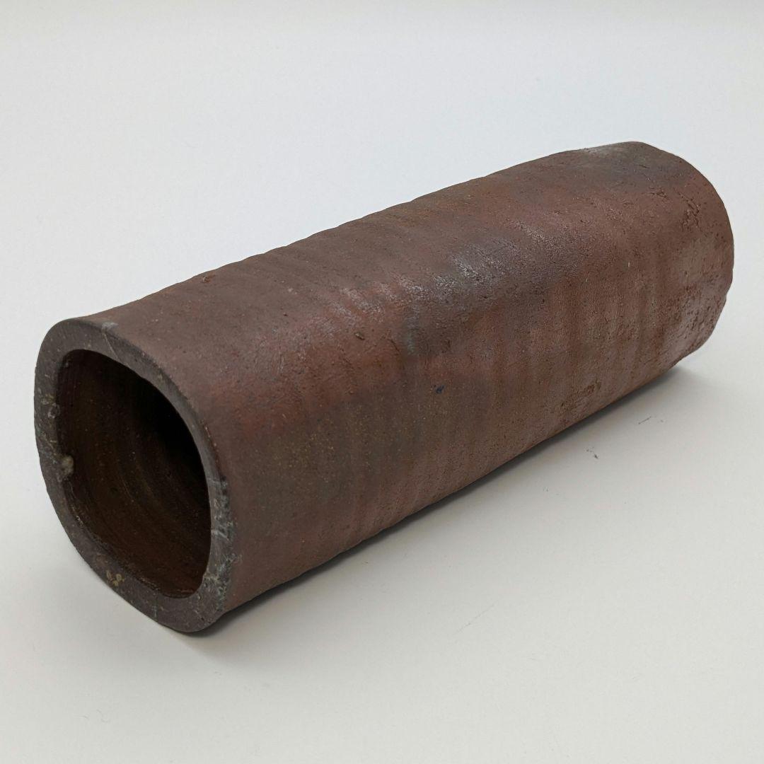 岡山県重要無形文化財 伊勢崎満 備前焼 緋襷四方花入 合箱 花瓶 花器 花生