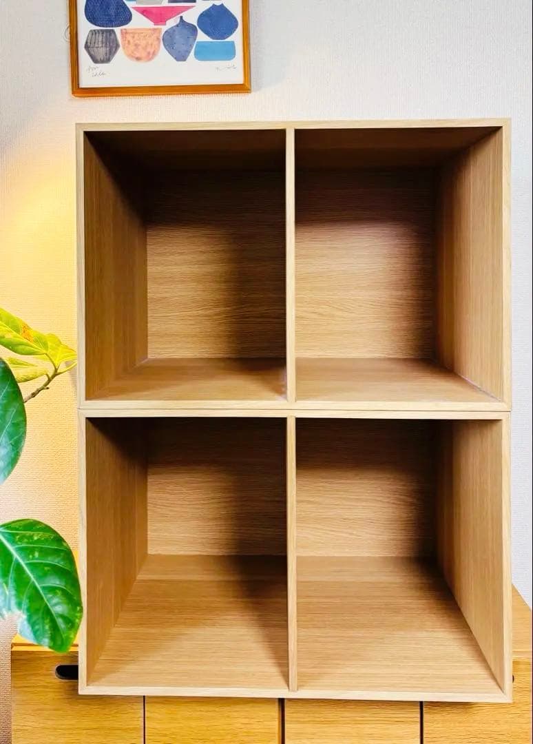 ☘️送料込⭐️超美品⭐️２個セット⭐️廃盤希少⭐️無印⭐️木製収納ケース⭐️オープン ワイド⭐️