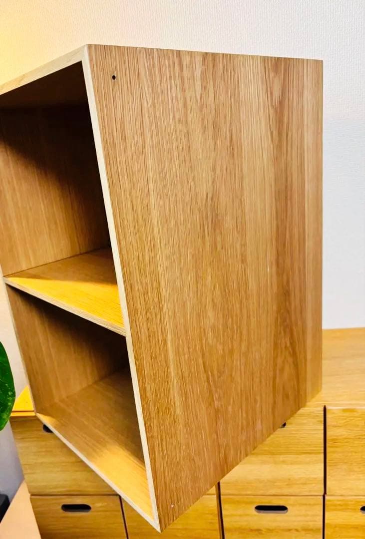 ☘️送料込⭐️超美品⭐️２個セット⭐️廃盤希少⭐️無印⭐️木製収納ケース⭐️オープン ワイド⭐️
