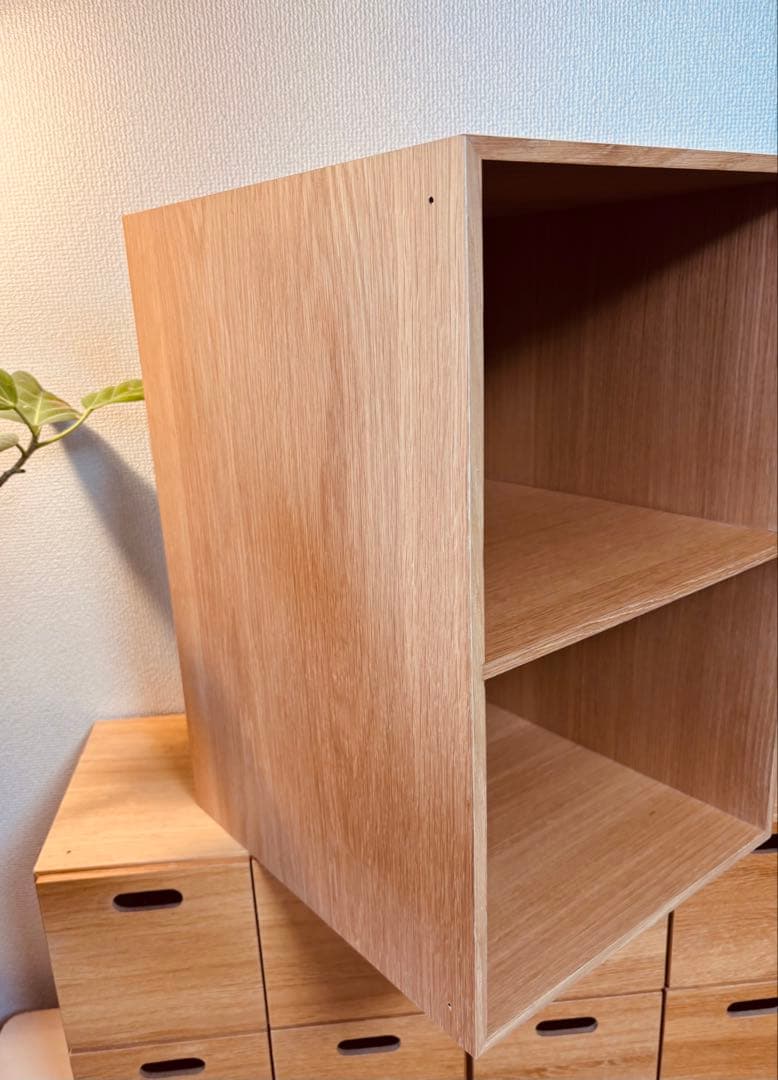 ☘️送料込⭐️超美品⭐️２個セット⭐️廃盤希少⭐️無印⭐️木製収納ケース⭐️オープン ワイド⭐️