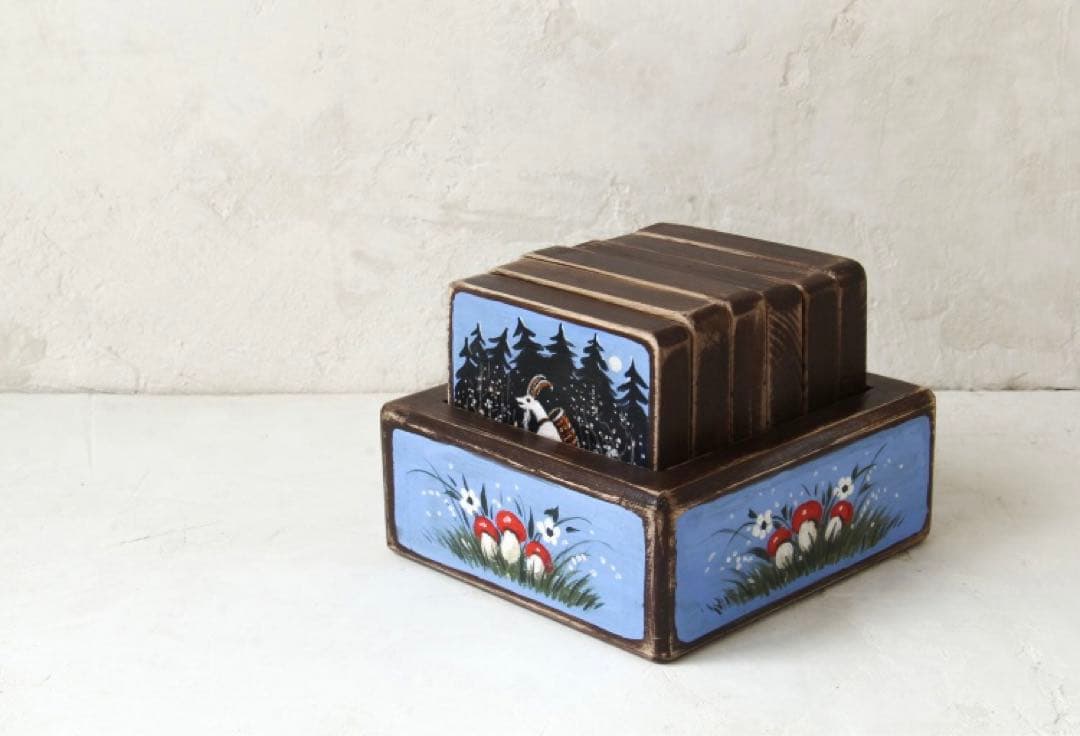 ロシア雑貨☆ロシア民話『３匹の熊』ほか コースター6枚セット マトリョーシカ