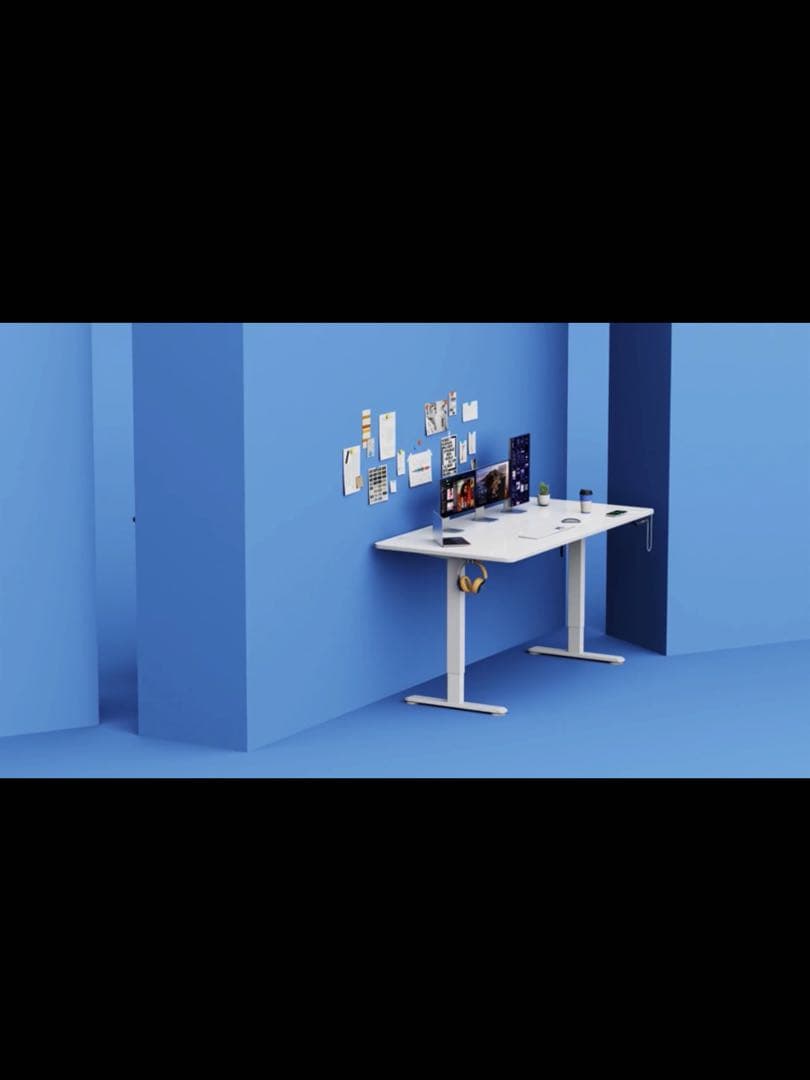 スタンディング昇降式デスク幅140*奥行70キャスター収納ボックスメモリー機能付