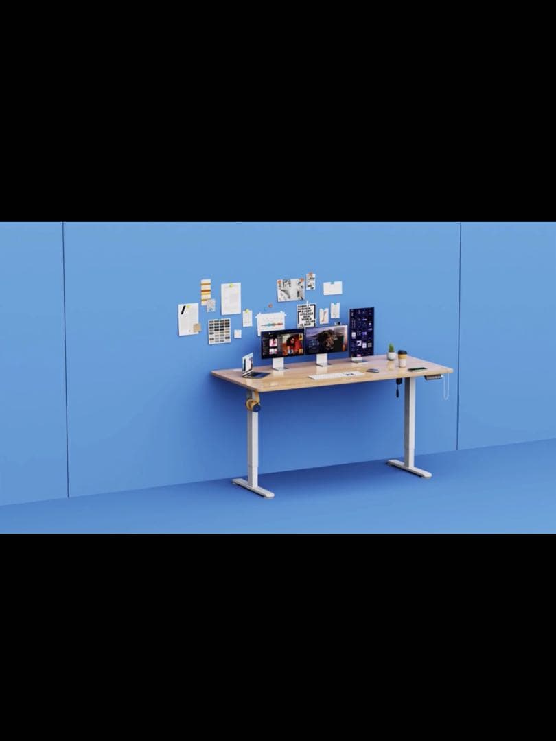 スタンディング昇降式デスク幅140*奥行70キャスター収納ボックスメモリー機能付