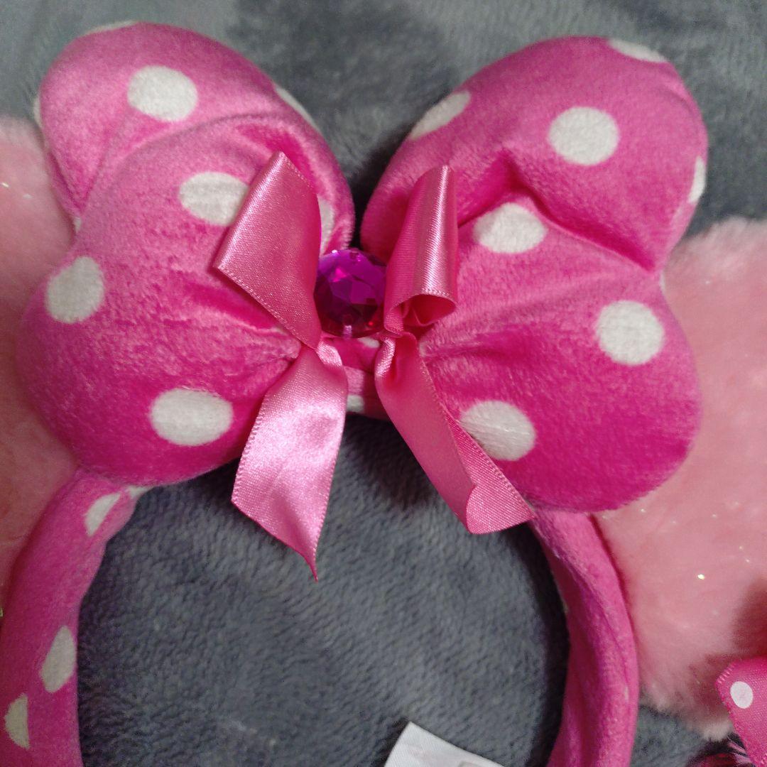 ディズニー ミニーイヤリング付きリボン カチューシャ - メルカリ