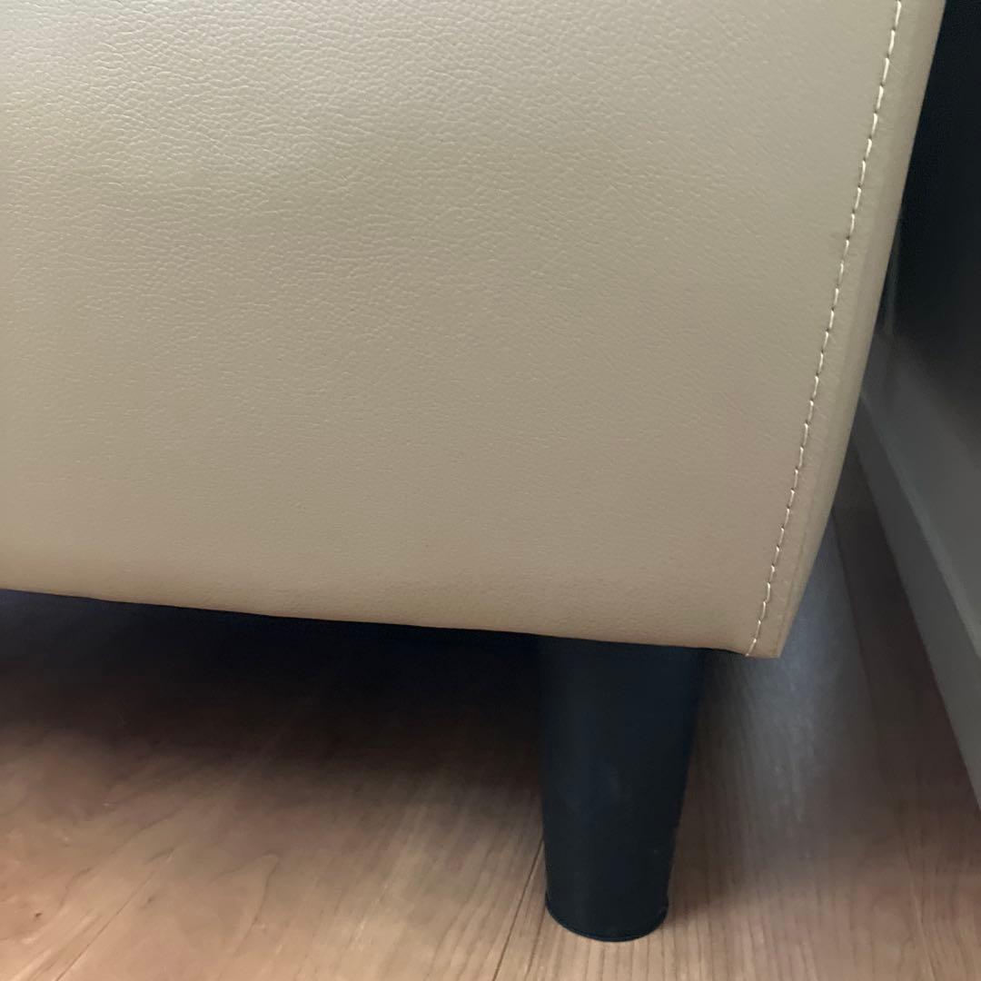 ベージュ 二人掛けソファ 合成皮革