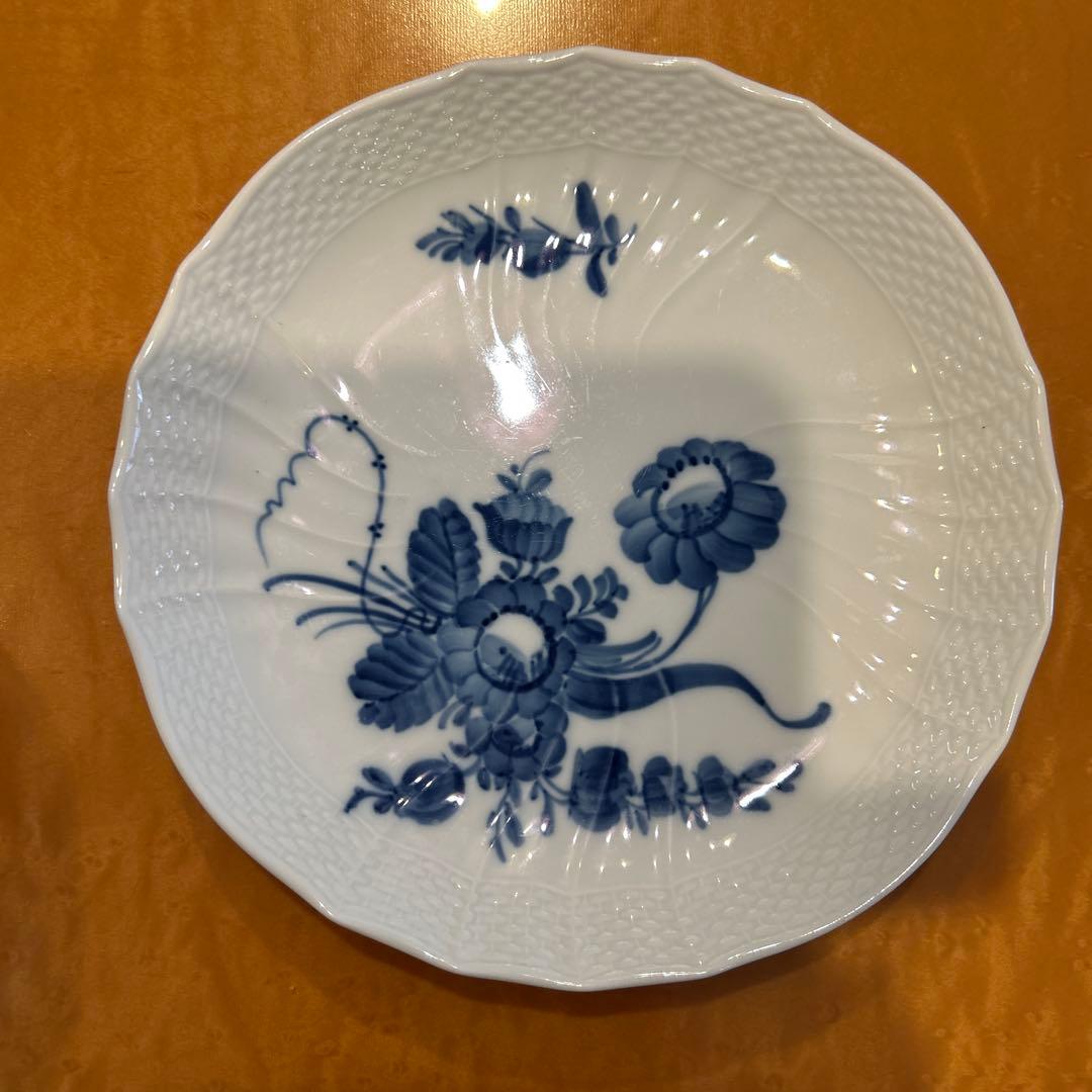 ロイヤルコペンハーゲン ボヘミアンブルー 青い花柄 波形縁取り 中皿 5枚セット