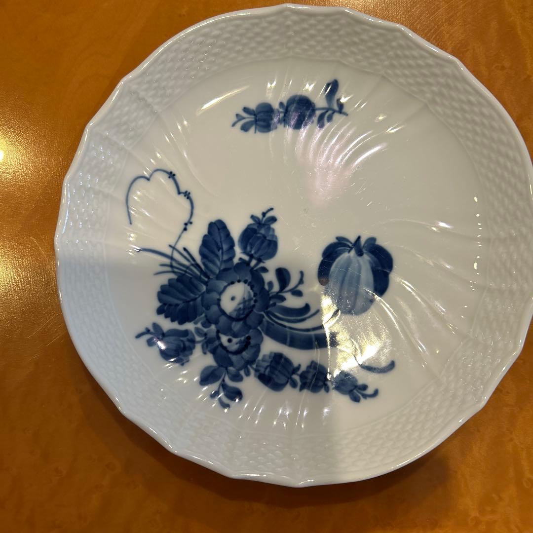 ロイヤルコペンハーゲン ボヘミアンブルー 青い花柄 波形縁取り 中皿 5枚セット