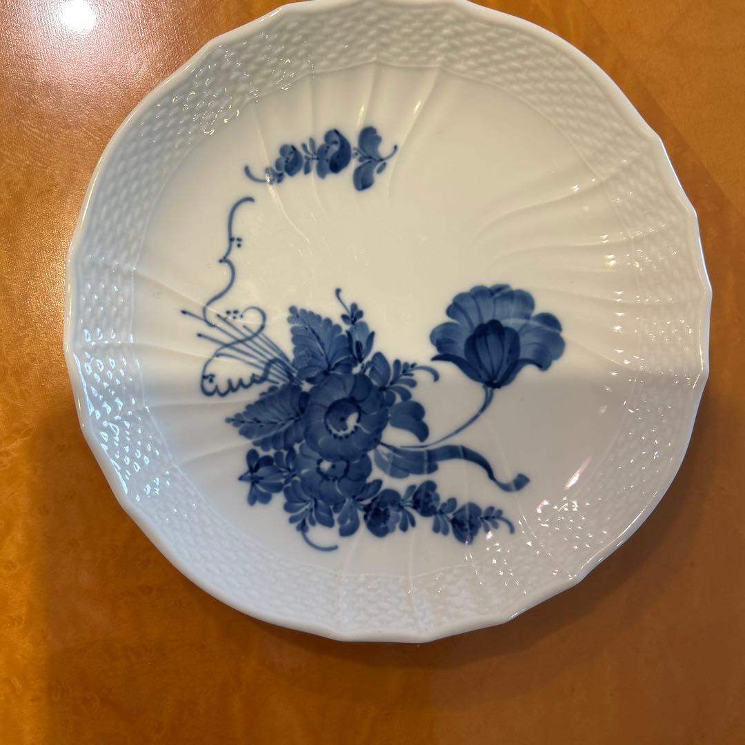 ロイヤルコペンハーゲン ボヘミアンブルー 青い花柄 波形縁取り 中皿 5枚セット