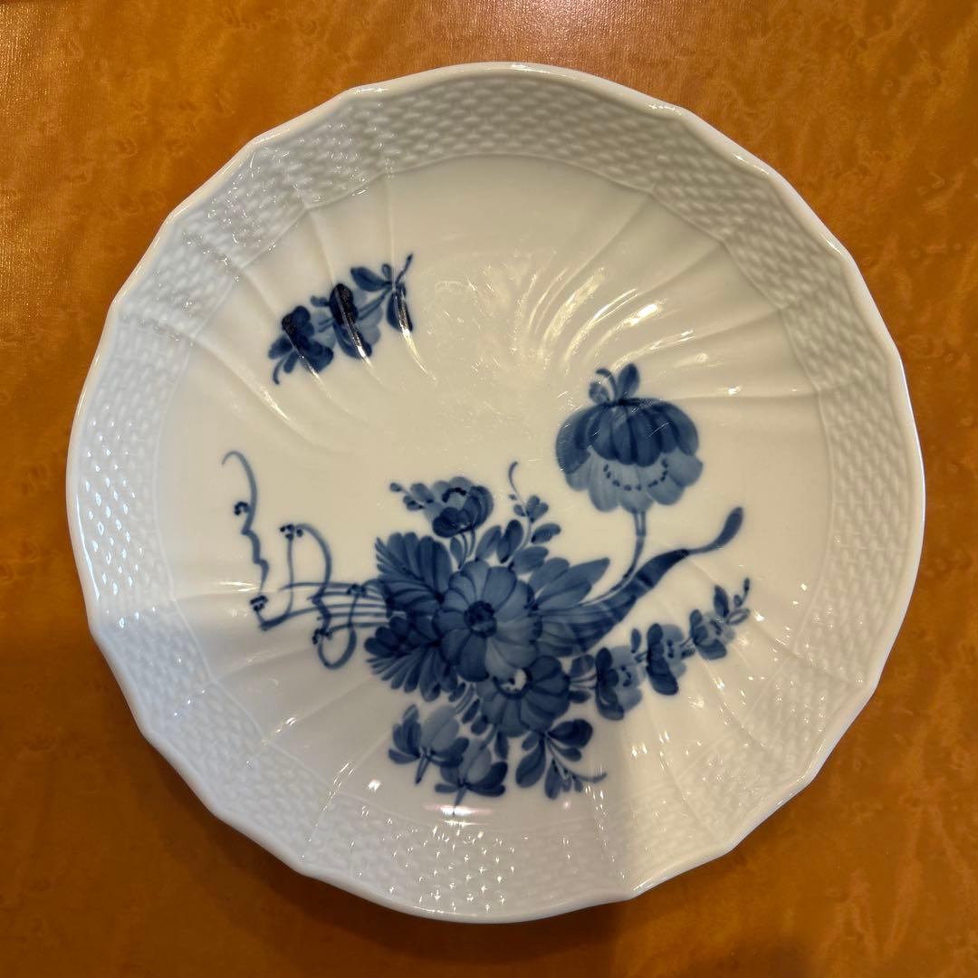 ロイヤルコペンハーゲン ボヘミアンブルー 青い花柄 波形縁取り 中皿 5枚セット