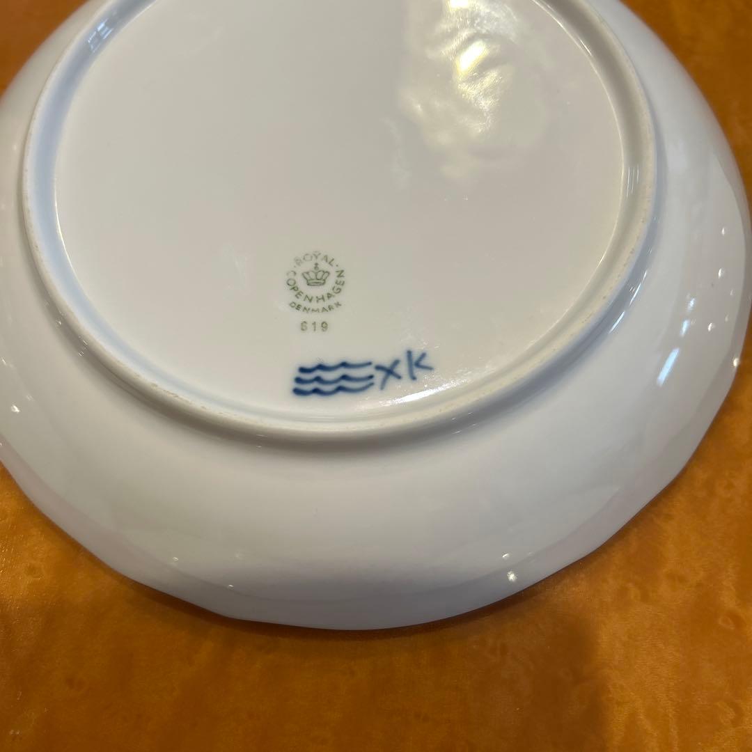 ロイヤルコペンハーゲン ボヘミアンブルー 青い花柄 波形縁取り 中皿 5枚セット