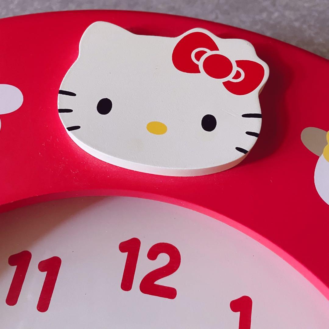 【希少】ハローキティ 木製 壁掛け時計 平成レトロ 非売品 レア 99年製