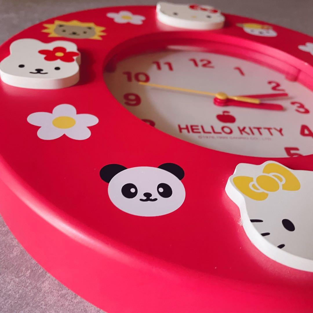 【希少】ハローキティ 木製 壁掛け時計 平成レトロ 非売品 レア 99年製