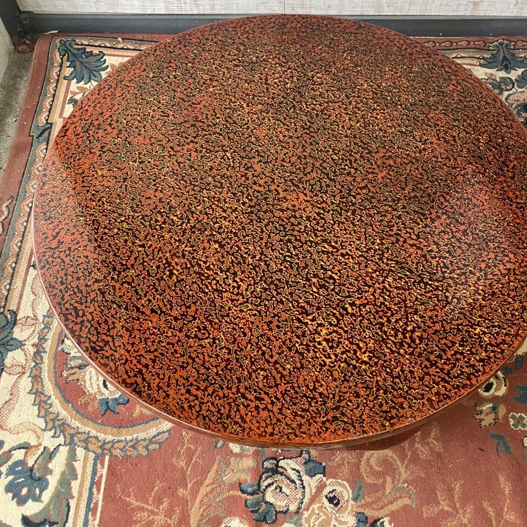 昭和レトロ 津軽塗り 螺鈿 円卓 ちゃぶ台 センターテーブル ロー