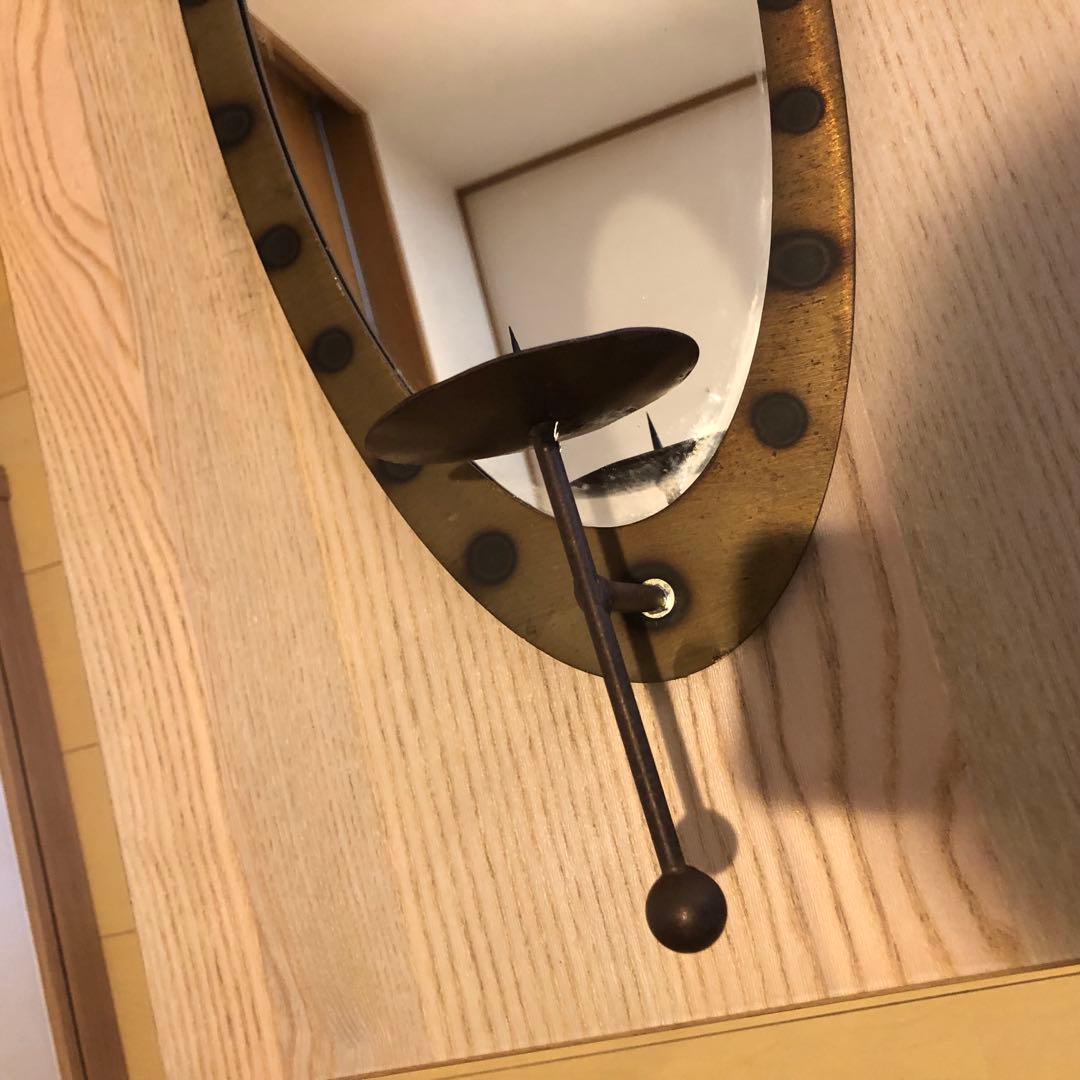 70's DEAD STOCKビンテージ壁掛けミラー&ドロップキャンドルスタンド