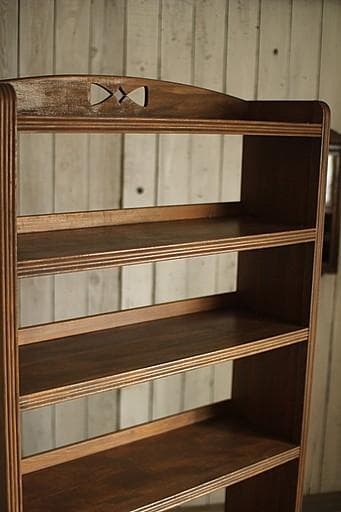 古い木製の収納棚　6段　くさび式本棚　食器棚　オープンラック　古家具　古道具
