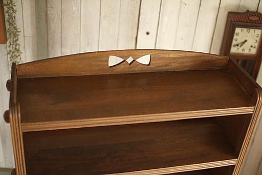 古い木製の収納棚　6段　くさび式本棚　食器棚　オープンラック　古家具　古道具