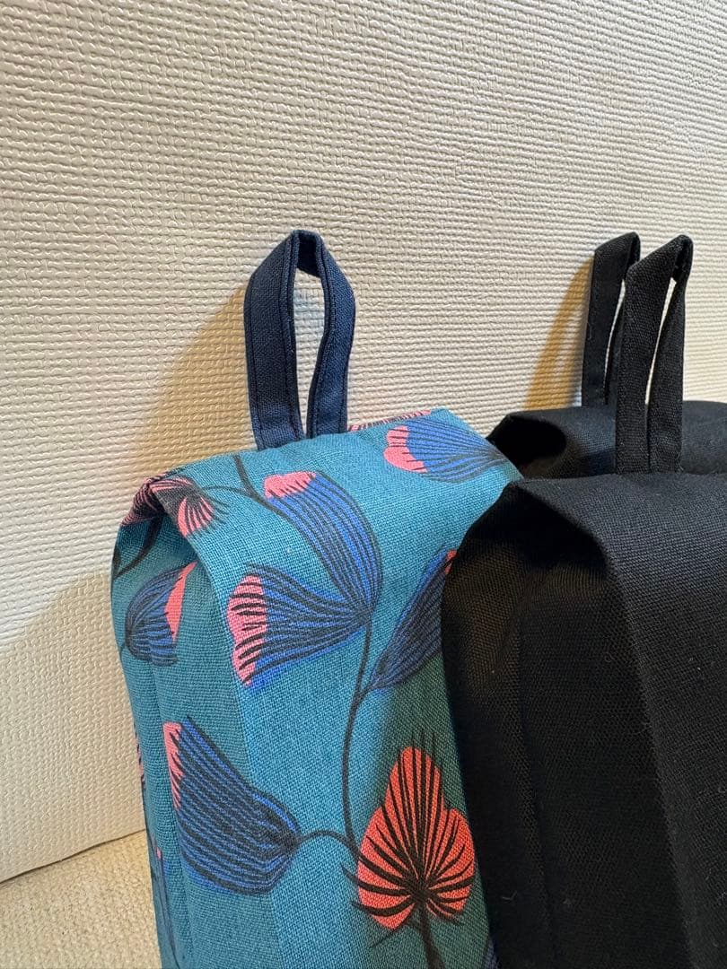 専用　ハーフサイズティッシュカバー　3枚　北欧風花柄　グリーン　無地ブラック