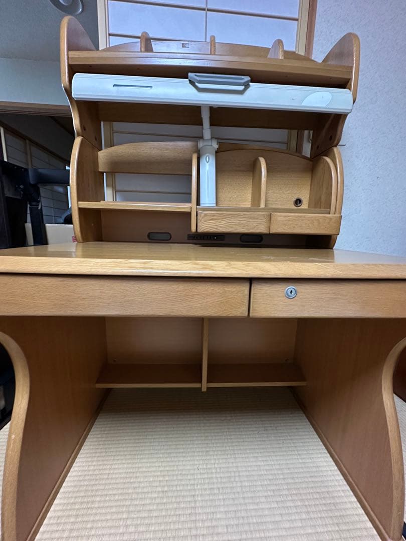 木製 学習机 収納スペース豊富