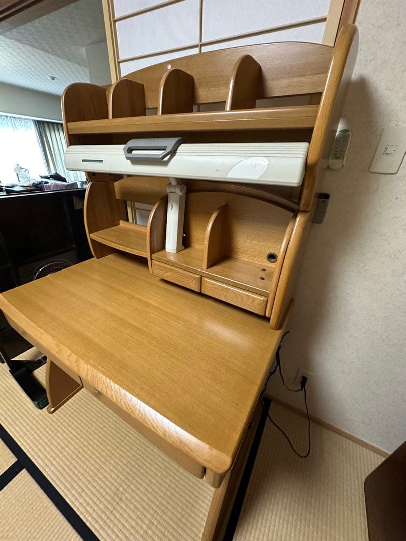 木製 学習机 収納スペース豊富